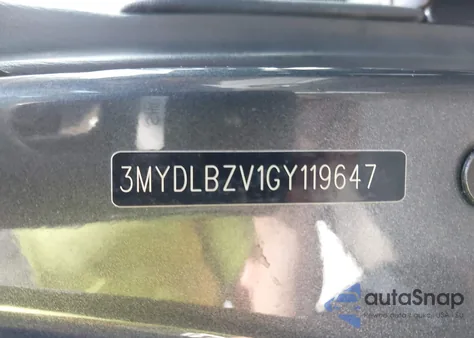 2016 Scion Ia из США, поврежденный, VIN 3MYDLBZV1GY119647